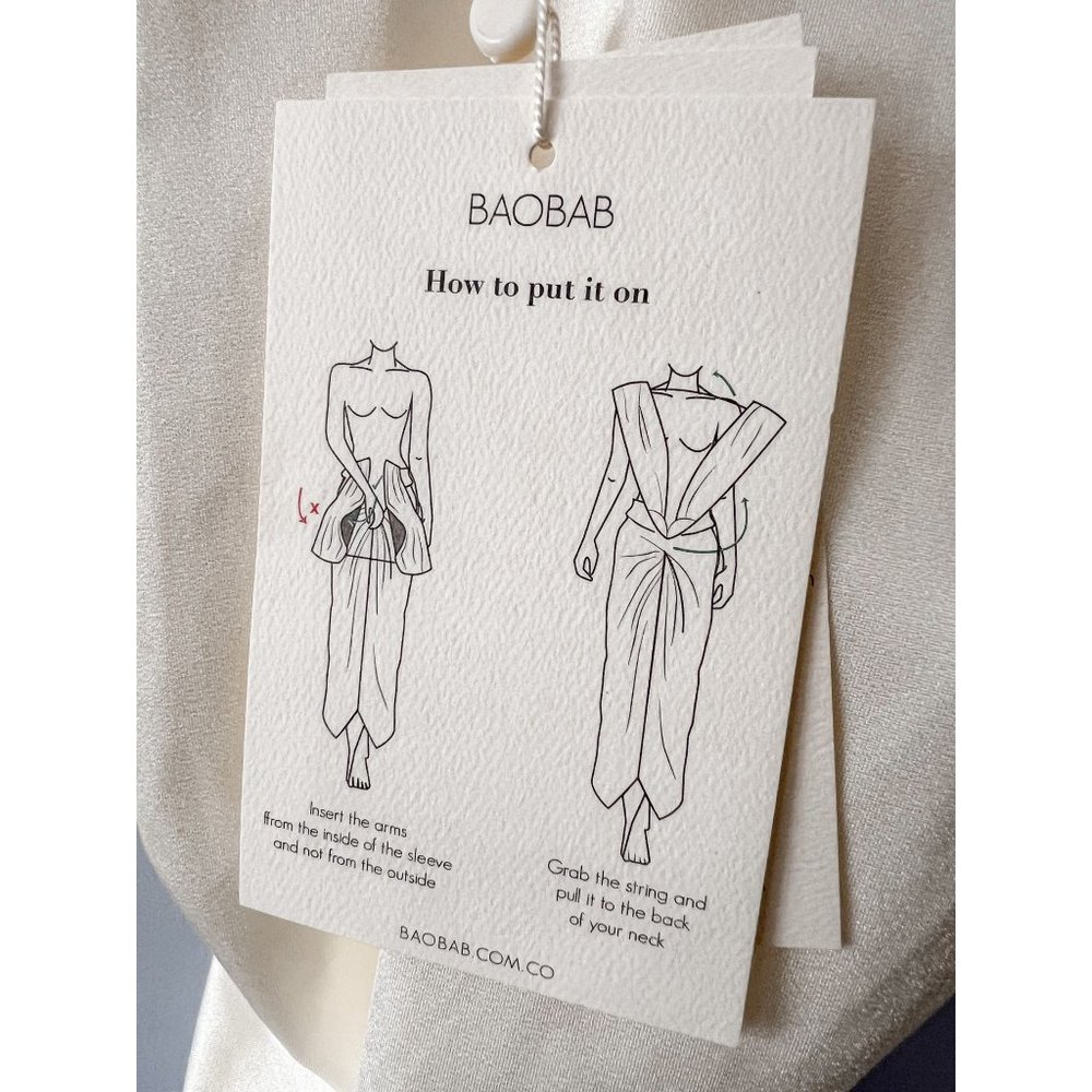 Baobab Mia Plunge V-Neck Gathered Midi Sheath Dress, NWT Ivory - Picture 10 of 16